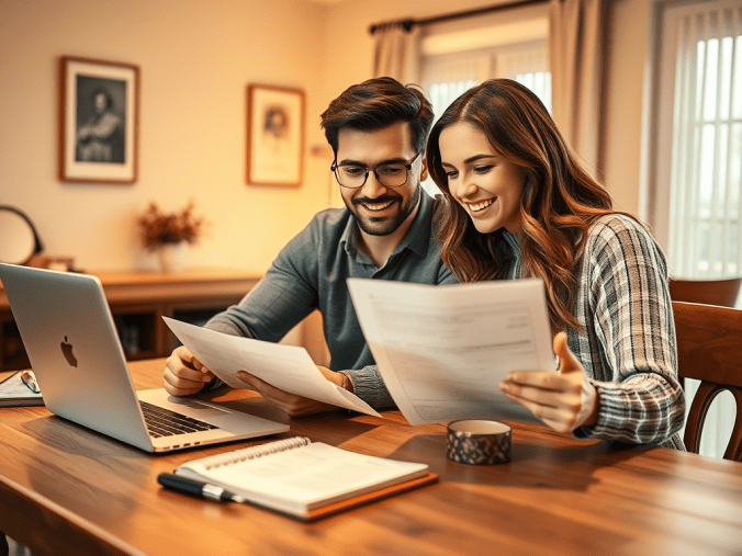 Illustration d’un guide complet expliquant les étapes pour obtenir un prêt immobilier facilement, incluant la simulation, le dossier et l’accord bancaire.