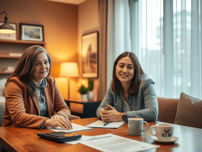 Illustration représentant un prêt entre particuliers sans frais avec échange direct entre emprunteur et prêteur et accord simplifié.