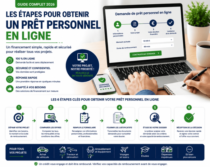 Les étapes pour obtenir un prêt personnel en ligne | Guide complet&nbsp;2026